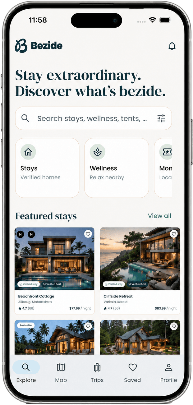 Bezide mobile app preview